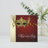 バーガンディブラック金ゴールド仮装パーティの招待状 招待状 (スタンド正面)