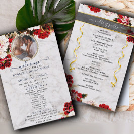 バーガンディブーケと大理石結婚式 プログラム