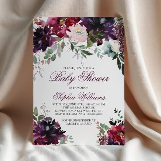 バーガンディベビーシャワー招待状 招待状