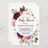 バーガンディベビーシャワー招待状 招待状 (正面/裏面)