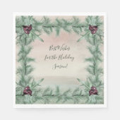 バーガンディベリーホリーパインクリスマス スタンダードランチョンナプキン (正面)