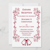 バーガンディベルスクロールワーク結婚式の披露宴 招待状 (正面)