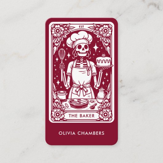 バーガンディベーカータロットスケルトンパティシシェフ 名刺 (正面)