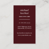 バーガンディベージュカトラリー |シェフケータリングレストラン 名刺 (裏面)