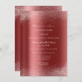 バーガンディホワイトグリッターリースサンドフレームグラム 招待状 (正面/裏面)