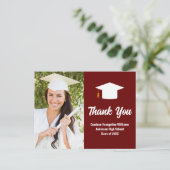 バーガンディホワイト 卒業写真 オーダーメイド サンクス ポストカード (スタンド正面)