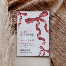 バーガンディボウブライダルシャワー招待