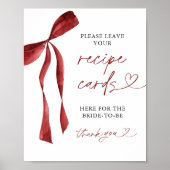 バーガンディボウブライダルレシピカードサイン ポスター (正面)