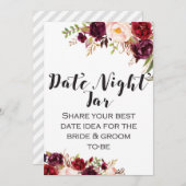 バーガンディボホフラワーサイン5x7" 招待状 (正面/裏面)