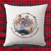 バーガンディマウスグランドペアレントフォトクリスマスリース クッション