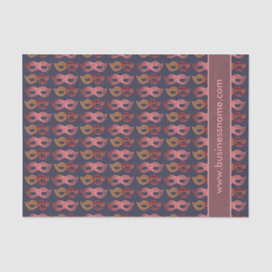 バーガンディマスカレードマスクパターンカスタム文字 薄葉紙 (正面)