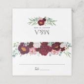 バーガンディマルサラウォーターカラーフローラ放射開花 プレイスカード (外部開封)