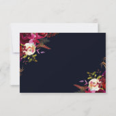 バーガンディマルサラネイビーフローラウェディングRSVPカード 出欠カード (裏面)