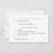 バーガンディマルサラ赤面と食事 – 白 出欠カード (裏面)