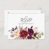 バーガンディマルサラ赤面と食事 – 白 出欠カード (正面/裏面)