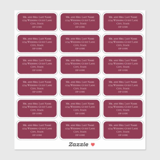 バーガンディミニマリストのゲストメーリングリストシンプル シール (シート)