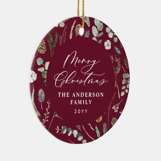 バーガンディミニマルスエレガントの植物写真 セラミックオーナメント (右)