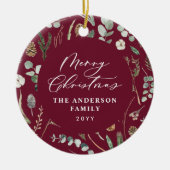 バーガンディミニマルスエレガントの植物写真 セラミックオーナメント (正面)