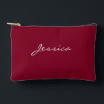 バーガンディミニマルスクリプモダント旅行化粧品 アクセサリーポーチ<br><div class="desc">Burgundy Script ミニマル Travel Cosmetic Accessories Pausはモダン、前面に白い台本の名を付け無地のたバーグンディエレガントの背景を備えパーソナライズされたている。ミニマルデザインはスタイリッシュ、化粧品、メイクアップ、または小さな旅行アイテムのためのかどうか、あなたの必需品を整理するための実用的な方法を提供する。その美お洒落しさモダンは、誕生日や特別な機会に最適な贈り物である。こ想像のシックなポーチを彼女の誕生日に最高のあなたの友人に贈る。彼女は週末の旅行で運も、または毎日スタイルで組織された彼女の美しいの必需品に使用することができます保パーソナライズされた – このポーチは彼女が再び使用して大好きな思慮深く実用的なアクセサリーになります。 🦋あなたは完全にそれを作るためにあなたの名前を追加することによって簡単に製品を作ることができる。また、「このテンプレートをカスタマイズ」>「デザインツールを使用して編集」を開いて、背景色とフォントを好みに合わせて変更することもできます。</div>