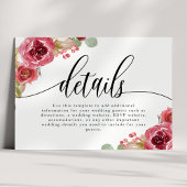 バーガンディメルロウォーター色結婚フローラ詳細 エンクロージャーカード