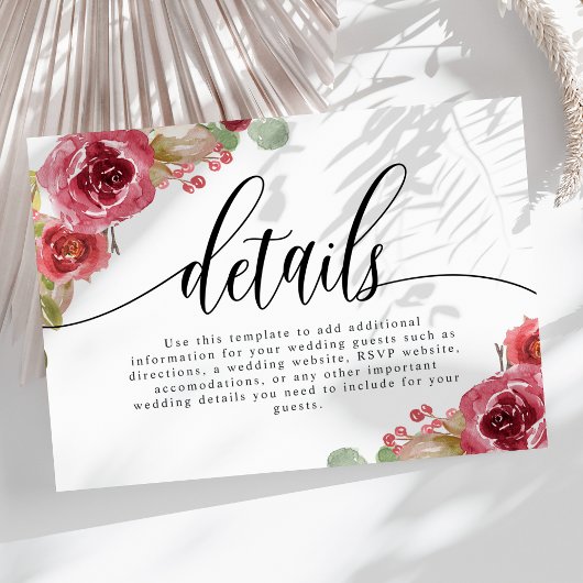 バーガンディメルロウォーター色結婚フローラ詳細 エンクロージャーカード