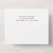 バーガンディモダンピンク幾何結婚フローラ オールインワン招待状 (裏面)