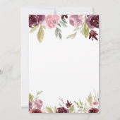 バーガンディモダンピンク水彩フローラ結婚ズ 招待状 (裏面)