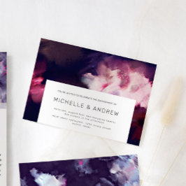 バーガンディモダンブラシストローク婚約パーティ 招待状