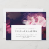 バーガンディモダンブラシストローク婚約パーティ 招待状 (正面)