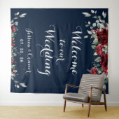 バーガンディユーカリプサス ウェルカムトゥアワウェディング ネイビー タペストリー (インサイチュ(横))
