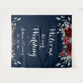 バーガンディユーカリプサス ウェルカムトゥアワウェディング ネイビー タペストリー (正面(横))