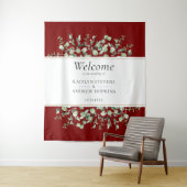 バーガンディユーカリ結婚式ウェルカム タペストリー (インサイチュ)