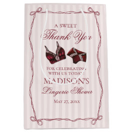 バーガンディランジェリーシャワーバチェロレッテパーティーフェイバー ミディアムペーパーバッグ