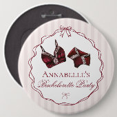 バーガンディランジェリーシャワーバチェロレッテパーティーフェイバー 缶バッジ (正面&裏面)