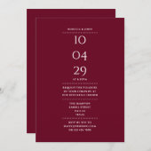 バーガンディリハーサルのディナーデート 招待状 (正面/裏面)