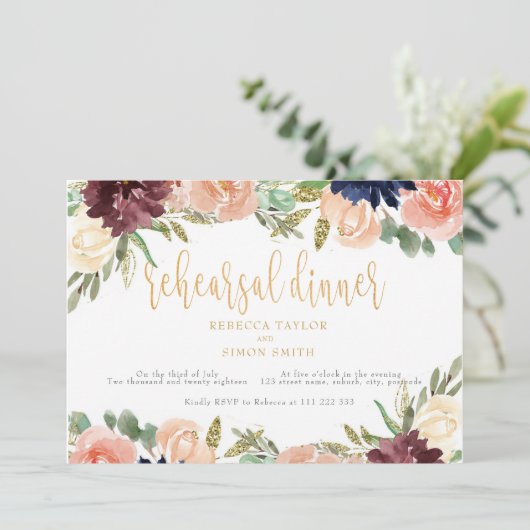 バーガンディリハーサルディナーフローラ風景 招待状 (スタンド正面)