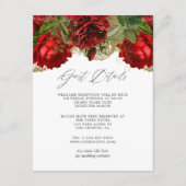 バーガンディレッドとゴールドのヴィンテージローズのゲスト詳細 エンクロージャーカード (正面)