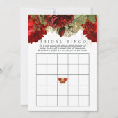 バーガンディレッドとゴールドのヴィンテージ ブライダルシャワー ビンゴ 招待状 (正面)