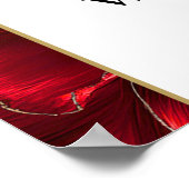 バーガンディレッドとゴールドの花の結婚式ウェルカムサイン ポスター (角)