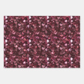 バーガンディレッドのキスと唇とハートのウェディングシャワーラブ ラッピングペーパーシート (正面3)