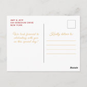 バーガンディレッドのプリンセス、ブラウンヘアのスイート16 ポストカード (裏面)