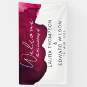 バーガンディレッドの水彩抽象的なインク ワイン レッド 横断幕 (縦)