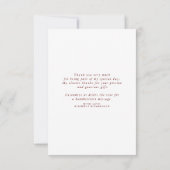 バーガンディレッドの花のウェディングシャワーのお礼 サンキューカード (裏面)