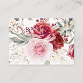 バーガンディレッドの花の結婚式ウェブサイト エンクロージャーカード (裏面)