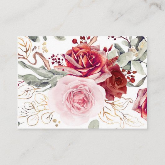 バーガンディレッドの花の結婚式ウェブサイト エンクロージャーカード (裏面)