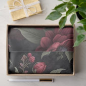 バーガンディレッドの花をフィーチャーしたゴシックデコパージュ 薄葉紙 (ギフト)