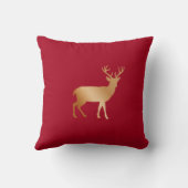 バーガンディレッドの金色の鹿のシルエット クッション (裏面)