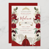 バーガンディレッドウェスタンウォーターカラーチャロキンセニェラ 招待状 (正面/裏面)