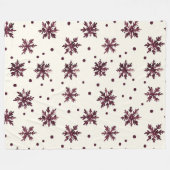 バーガンディレッドクリームスノーフレークスクリスマス フリースブランケット (正面(横))