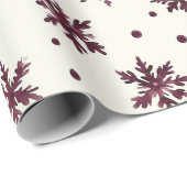 バーガンディレッドクリームスノーフレークスクリスマス ラッピングペーパー (ロールコーナー)